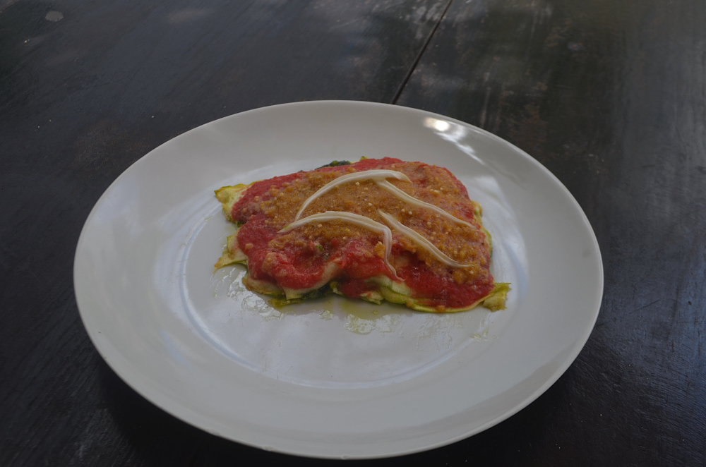 Raw Vegan Lasagna. Raw menu intermittent fasting Playa del Carmen.