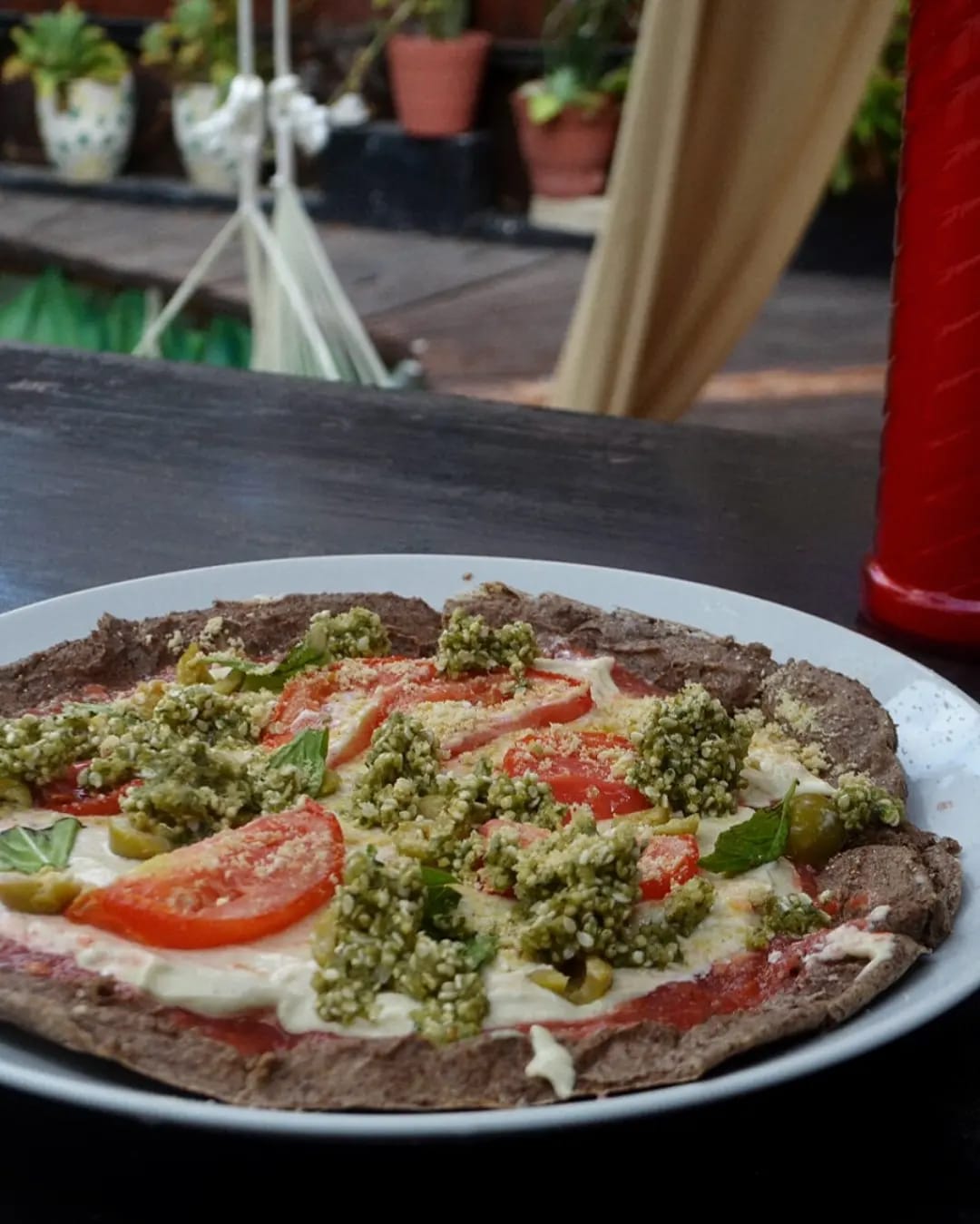 Raw Vegan Pizza from raw menu for intermittent fasting playa del carmen
