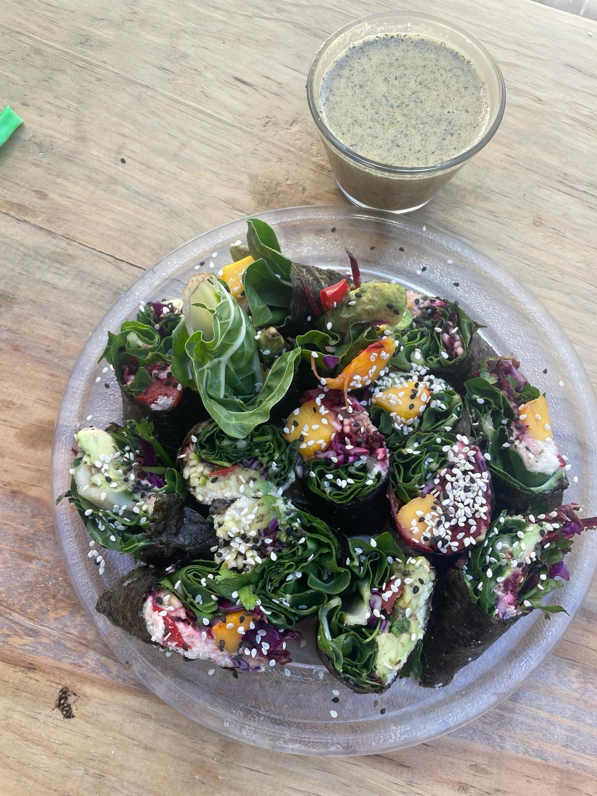 raw vegan sushi rolls from raw intermittent menu playa del carmen